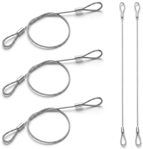 5 Pcs Stainless Steel Cable with Loops, 12inch Vinyl Coated Wire Rope Long Rope Lanyard Lock Stainless Chains for Outdoor Gates, Stage Lighting, Luggage Lock Wire Rope, 2 mm Thickness