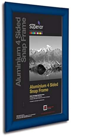 Stewart Superior A4 Aluminium 4 Sided 25mm Front Loading Picture/Poster Snap Frame - Blue