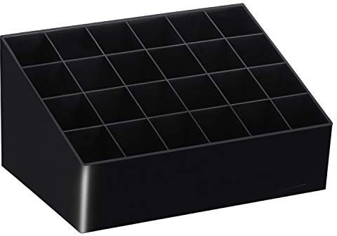 TRIXES Organiser porta rossetti e trucco - 24 scomparti - contenitore acrilico cosmetici per toeletta - colore nero
