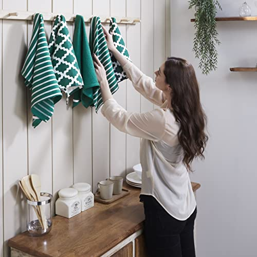Penguin Home Premium 100% Pure Cotton Tea Towel for Kitchen, Set of 5 Kitchen Towels, Soft & Durable Kitchen Cloths Towel Set, Machine Washable, 65 x 45 cm Colour - Green