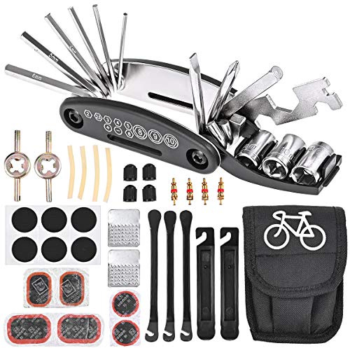Nabance 16-en-1 Outil Réparation Vélo Multifonctionnel Pliable Portable en Acier Inoxydable de Haute Qualité - Kit de Maintenance