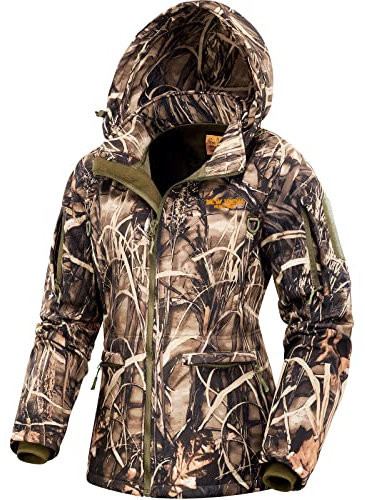 NEW VIEW Damen-Jagdkleidung, verbesserte ultra-leise, wasserabweisende Camo-Jagdjacke für Ente, Wasservögel, Hirsche, Jagd