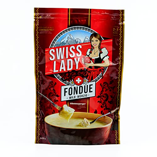 Food-United SWISS-LADY-KÄSE-FONDUE 600g von Güntensperger Schweizer Käse-Fondue-Fertigfondue aus Swiss Lady und Gwitterchäs Käse für Fondue-Topf oder Caquelon kräftig-cremig zart-schmelzend (1)