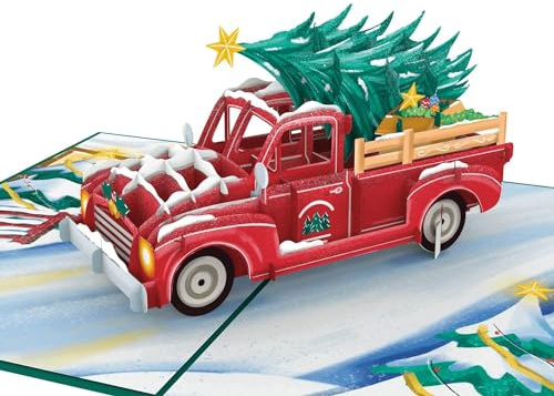 papercrush Driving Home for Christmas julkort - roligt 3D-julkort med julgran för män (vän, pappa, make, pojkvän, farbror), presentkort med sedelhållare för att ge bort pengar