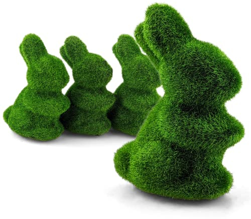 Netuno 4x lepre decorativo di Pasqua verde polistirolo erba artificiale decorazione pasquale decorazioni casa tavolo addobbi pasquali decoro di Pasqua animali decorativi