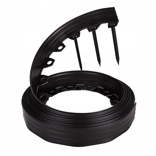 10m lengths of midnight black edging for paths,drives,flower borders or lawns SOLD with PEGS!IDEAL for CIRCLES and CURVES (pack of 2 = 20m) 40mm high.NOW WITH 30 PEGS/PACK