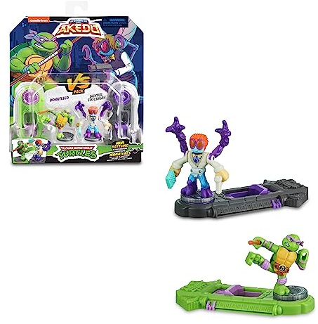 AKEDO - Versus Pack de Las Tortugas Ninja con Figura de Donatello vs mutante Baxter Stockman, Muñecos Arcade, 2 Figuras y 2 Controles para Jugar a Luchar, Coleccionable, 4 años, Famosa (AKT03000)