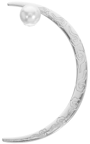 LALAFINA Mond Haargabel Mit Perlen Eleganter Metall Haarstab Für Damen Und Mädchen Klassischer Halbmond Haarschmuck Für Dutts Hochzeit Und Alltag