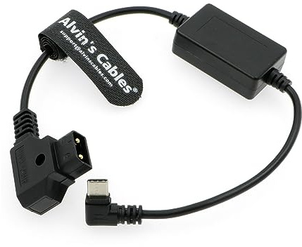 Alvin's Cables USB-C Type-C Right Angle to D-tap Power Cable Regulated 5V Output for Blackmagic Micro Converter, Sound Devices Mix Pre II 30cm|12inches