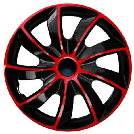Luckyberg Radkappen 14 Zoll | Radzierblenden 4er-Set für die meisten Automarken und Stahlfelgen, Zierkappen in vielen Farben. Felgenabdeckung für Autofelgen. (14 - ROT/SCHWARZ)