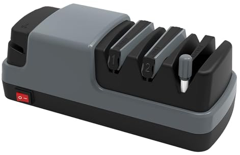 Aiguiseur Couteaux Electriques 4 en 1 Eguiseur De Couteau Professionnel Avec Des Abrasifs 100% Diamantés Et Des Guides D'angle De Précision. Affuteur,Gray