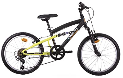 Discovery Vélo VTT 20'' Tout Suspendu Adventures -6 Vitesses-dérailleur Shimano TY21-Freins V-Brake-Jantes en Aluminium Y20 Mixte, Black/Yellow