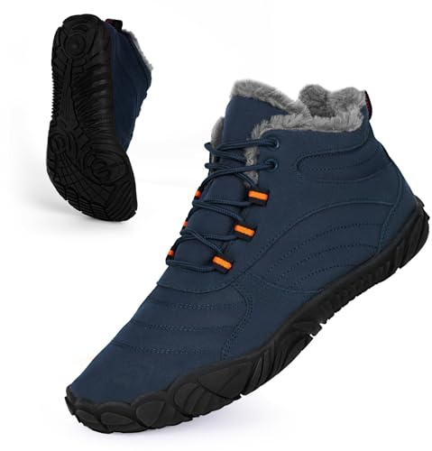 Barefoot Bottes de randonnée d'hiver pour homme et femme - Imperméables - Chaudes - Doublées en fourrure - Confortables - Antidérapantes - Unisexe, noir foncé, 40 EU