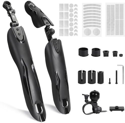 efuturetime Guardabarros MTB 24/25/26/27/28/29 Pulgadas, Guardabarros Bici de Delantero y Trasero con Timbre Desmontable y Pegatinas Reflectantes