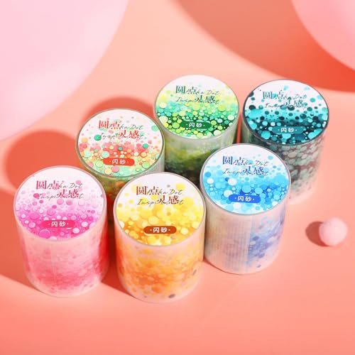 Lot de 6 rouleaux d'autocollants circulaires à thème PET Washi Tape - Décoration pour journal, accessoires de bullet journal, album photo, ordinateur portable, bricolage (série inspirée de pots)
