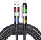 MAGIC JOHN Cable USB-C 4 en 1 de 240 W, Cable de Carga Rápida y Sincronización de Datos, Compatible con iPhone, iPad, Samsung, Ordenadores Portátiles, Carga Múltiple, 1,2 m, Negro