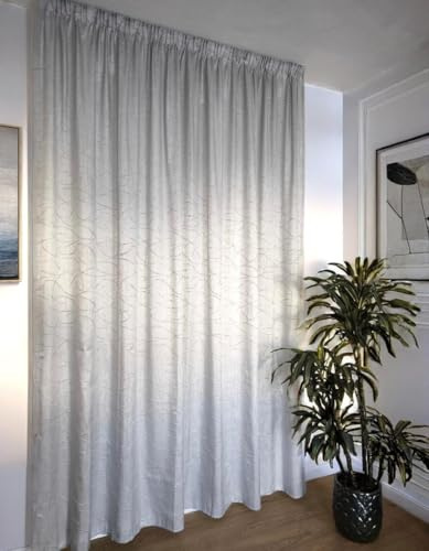 CATTANI TESSUTI Cortina con Cinta fruncidora a Medida, Tejido de privacidad Gris, para salón o Dormitorio,Ancho del Panel 280 cm, para rieles de 140/170 cm, Altura de 180 a 290 cm - 280 x 270 cm