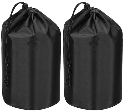 PATIKIL Sacchetto di Immagazzinaggio, 2 Pezzi 25 X 50 Cm Sacchetto Impermeabile Portatile per Esterno con Cordino E Linguetta Antipolvere Leggero per Campeggio Escursioni Viaggi, Nero