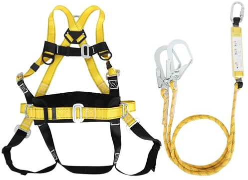 Ceinture de sécurité anti-chute - Harnais de sécurité à 5 points - Protection contre les chutes - Avec 2 crochets - Sangle anti-chute polyvalente pour les travaux dans l'air et l'escalade dans les