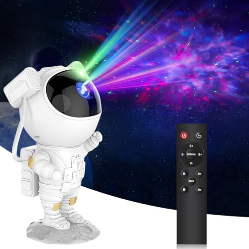 Bomkim Astronaute Projecteur LED Ciel Étoilé Galaxy, 8 Modes Nébuleuse, Télécommande & Minuterie, Veilleuse Projecteur Plafond pour Décoration Chambre, Cadeaux Enfants et Adultes