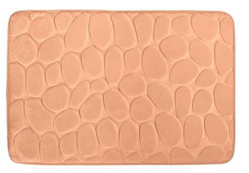 MSV - Alfombra de baño de Microfibra Pebble - Mayor Seguridad - Base Antideslizante - Uso en el baño - Público Objetivo: Niños y Personas Mayores - 40 x 60 cm - Color melocotón