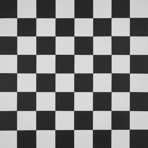 Vinyl Flooring Black White Checkerboard Tile Effect Foam Backed Vinyl Flooring Roll | Non-Slip Easy Clean Waterproof Lino Vinyl Floor | Kitchen, Bathroom Flooring (Checkerboard, 2m x 3m)