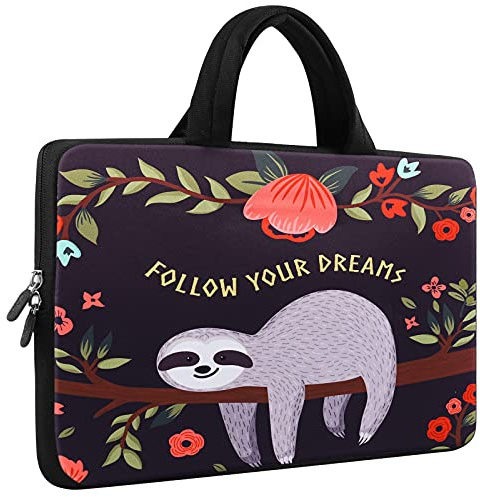 Mibbxea 15-15,6 pollici Borsa per Laptop, Custodia in Neoprene per Computer, Chromebook, Ultrabook, Notebook, Borsa a Tracolla con Maniglia, Compatibile con Dell HP Lenovo ASUS Acer, bradipo, 15-15,6