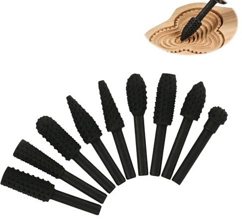 Set Di 10 Frese per Legno E Raspe per Legno, Per Trapani E Avvitatori a Batteria, Raspe per Legno E Frese in Acciaio Al Carbonio, Frese a Sfera, Frese Cilindriche E Coniche