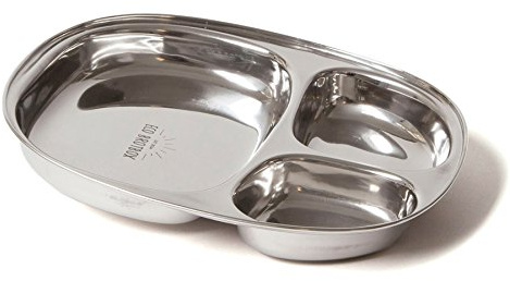 Eco - Piatto per Il Pane Thali, in Acciaio Inox, con 3 Scomparti, 0,9 l