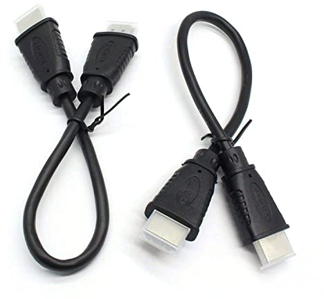 Lot de 2 câbles HDMI 4K ultra haut débit, cavalier HDMI 0,25 m, OD 5,0 mm