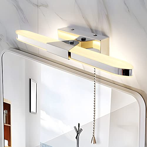 MantoLite LED Bathroom Wall Light with Pull Cord 15.75 Inches Picture Lights for Wall Mirror Lighting Fixtures for Hotel Restaurant Modern Reading Lamps 8W 3000K