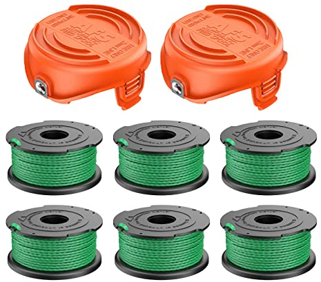 CDIYTOOL Line String Trimmer Replacement Spools, 2mm 6.1m Spool lines Compatible with the Black and Decker GL9035-QS, GL7033, GL8033-QS, STC5433PC-QW, STC5433B-QW (6 Spools + 2 Caps)