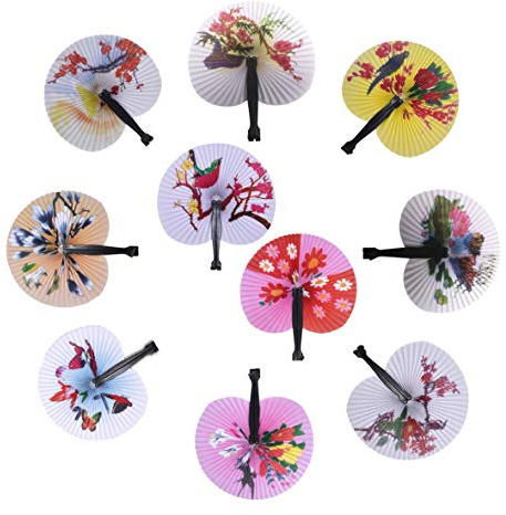 Icelus 20 Pai pai blancos de plástico y papel. Abanicos pai pai plegables- Detalles de bodas y ceremonias, regalos para fiestas de verano, cumpleaños, despedidas