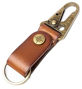 DRAKENSBERG Llavero de piel 'Max' con mosquetón para hombre, diseño industrial, hecho a mano, color marrón vintage, DR00062, marrón envejecido, Talla única