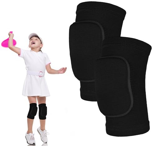 Knee Pads for Kids Suit for Age 7-12 Years, Wrestling Knee Pads Volleyball Knee Pads Thick Sponge Youth Girls Anit-Slip Sport Knee Support Brace for Volleyball Dance Yoga Running Climbing Black