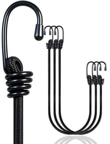 Yuxh Bungee Cords with Hooks 5 Ft Bungie Straps Black Elastic Rope 60 Inch 3 Pcs