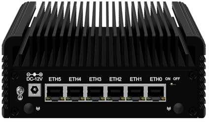 ROUAFWIT Micro Firewall Mini PC Core i3 N355 8C/8T Fanless, Router Appliance Computer, Support OS, OPNsense, 6 x 2.5Gbe i226-V, Barebone, NO RAM NO Storage NO System