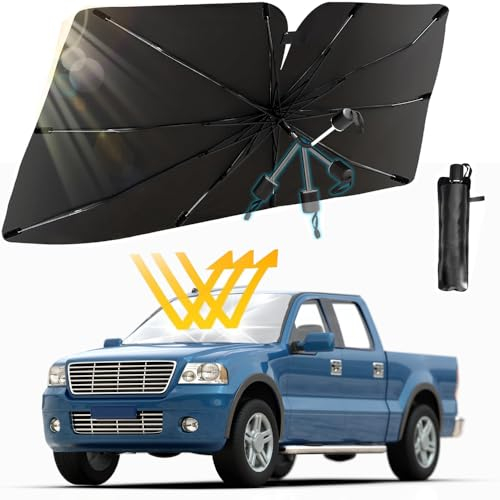 ZDQC Parasol Plegable de Coche, 145X84 cm, Negro, XL, Universal Fit