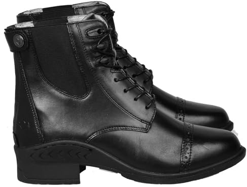 Bow & Arrow Equestrian Jodphurs Horse Riding Boots - Leather Boots Zip Up Ankle Style | Riding Country Boots Women | Lace Up Boots for Equestrian Use - Black