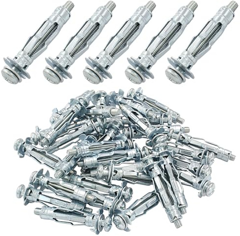Seimneire Lot de 30 boulons M4 x 32 mm robustes en acier plaqué zinc, boulons d'ancrage Molly pour murs en plâtre, carrelage, cloison sèche