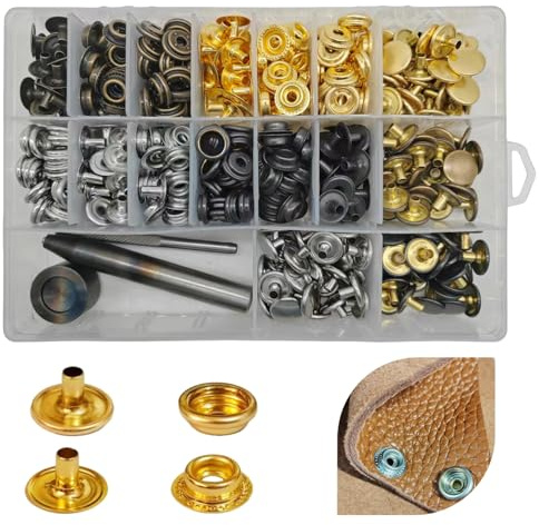 Set de botones a presión de metal, 120 conjuntos con herramientas, 15 mm para mochilas de camisa de cuero grueso cinturones de bolsa de sombrero, cuero de bricolaje