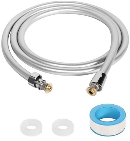 Duschschlauch 2m, Universal Brauseschlauch Duschschlauch G1/2 Zoll Silber Duschschläuche mit Verdrehschutz, Flexible PVC Hochdruck Duschrohr für Badarmaturen Ersatz