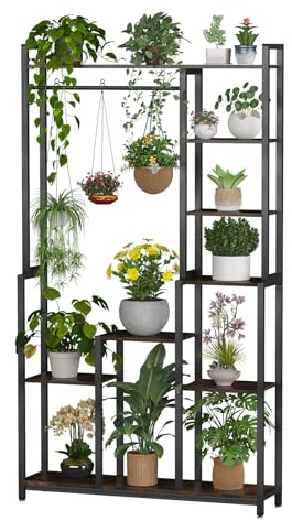 unho Estantería para Plantas de Metal de 7 Niveles: Soporte Interior para Macetas con Estructura Metálica, Macetas Altas y Decorativas, Multifuncional para Sala de Estar, Balcón, Jardín