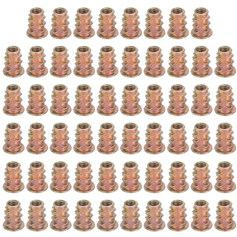 sourcing map 58 Pcs Threaded Inserts for Wood, Zinc Alloy M4 Thread Inserts Nuts Hex Socket Drive Screw 10mm Length for Furniture, Cabinet, Tables and Chairs