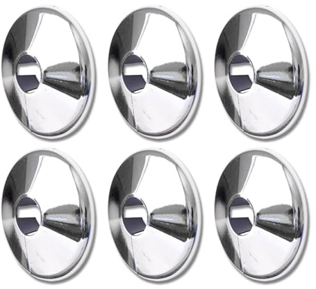 Marco Paul 6pc Radiator Pipe Covers Chrome - Long Lasting PVC Chrome Pipe Covers 15mm For Floor - Stylish Floor Rings For Laminate Carpet Vinyl - Easy To Install Snap On Pipe Collars 15mm