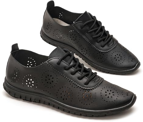 GLAMORA Scarpe da Camminata Donna Sneakers Traforate Estive Leggere Traspiranti Comfort Antiscivolo Suola Flessibile Stringate Basse Casual Ginnastica Morbide Ergonomiche Passeggio