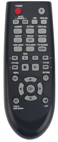 ROLLGAN Nouveau AK59-00084V Remplacement Télécommande Compatible avec Samsung DVD Player DVD-D530XN DVD-C550 DVD-C550/XEE DVD-C550/XEF DVD-C550/XEN DVD-C550/XER DVD-C550K/TSE DVD-D530 DVD-D530/ZF