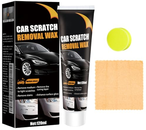 Toivize Rimuovi Graffi Auto 120ml, Polish Auto Rimuovi Graffi con Panno e Spugna, Pasta Riparazione Antigraffio 3-in-1, Car Scratch Remover per Graffi Auto Leggeri e Medi