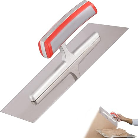 Juego de paletas de acero inoxidable – 3 piezas llanas planas de acabado de hormigón, herramienta de mampostería de precisión con mango de madera, paletas de alisado de yeso de cemento, aplicador de