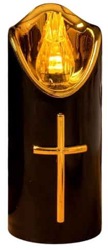 Xuminny LED Grave Lights for Outdoors, Grave Candles Flickering Effect Like Real Candle, Reusable Cemetery Candle, Memorial Candle, Battery Operated Grave Lamp (Black)